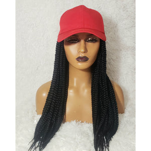 "RED" Box Braids Wig Hat